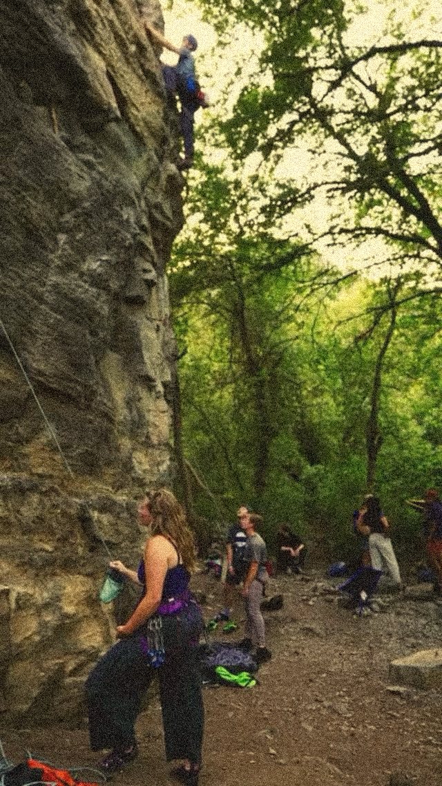 Climber on a rock wall