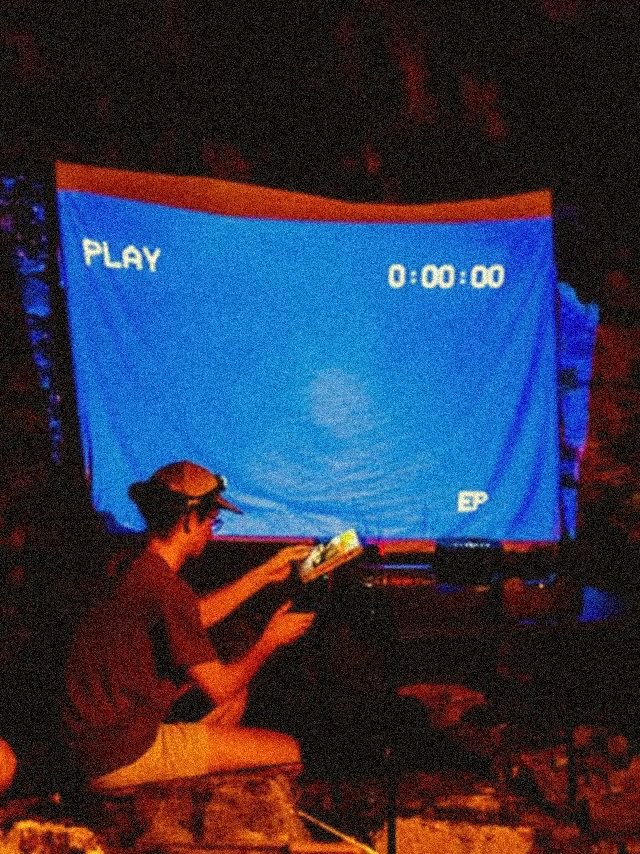 Movie screen at the caves